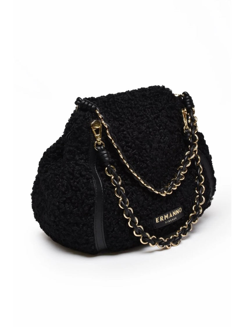 Ermanno Firenze Black Veda Leather-Like Polyurethane Shoulder Bag