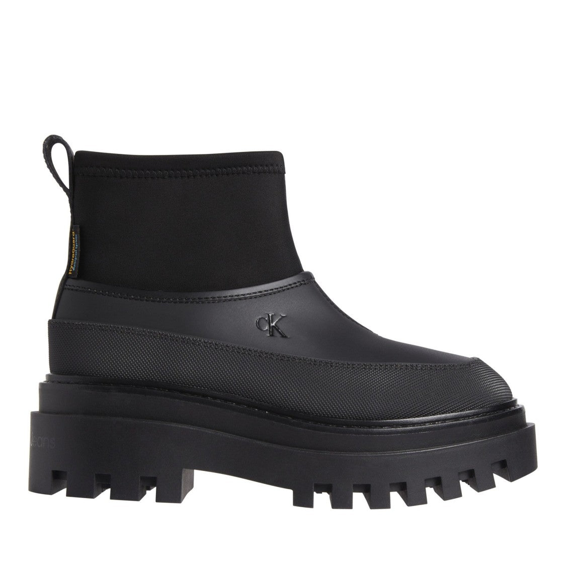 Calvin Klein Jeans Black Chunky Flatform Textured Upper Grip Sole Ankle Boots