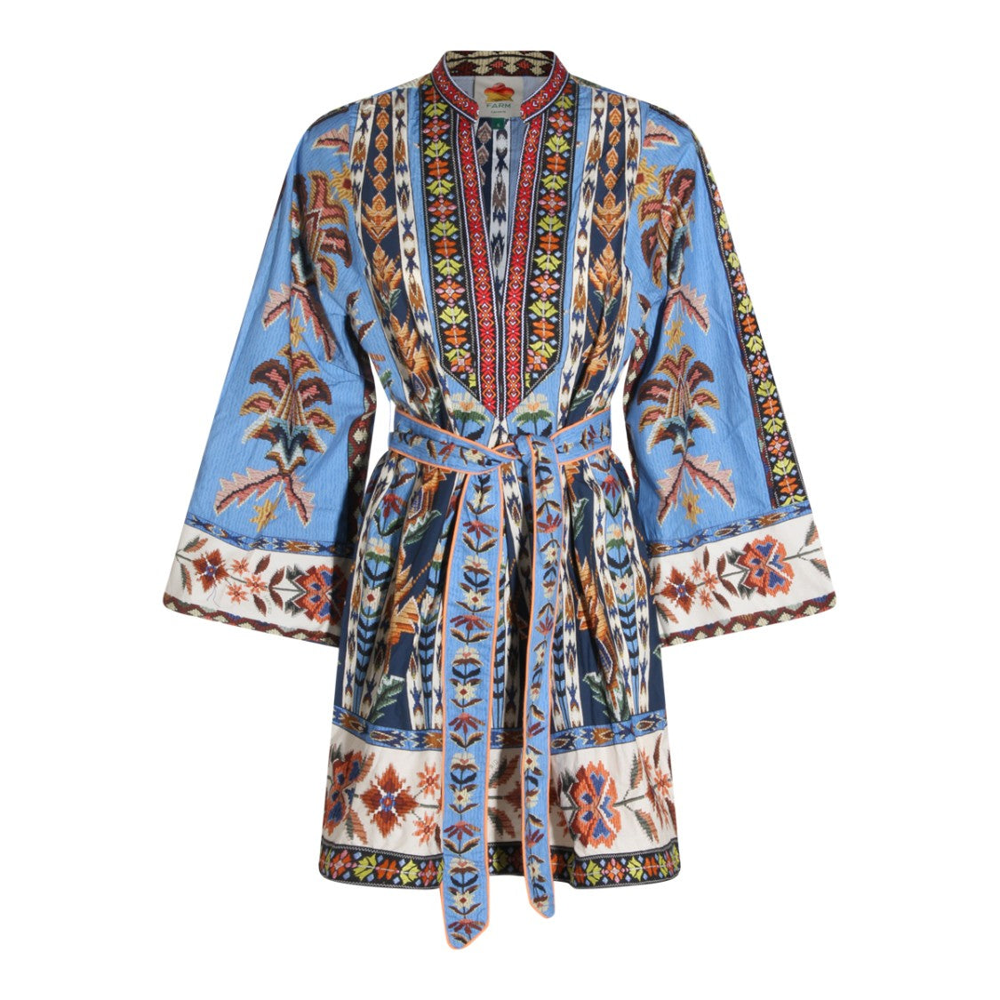 Farm Rio Mini Dress With Pattern And Structured Collar