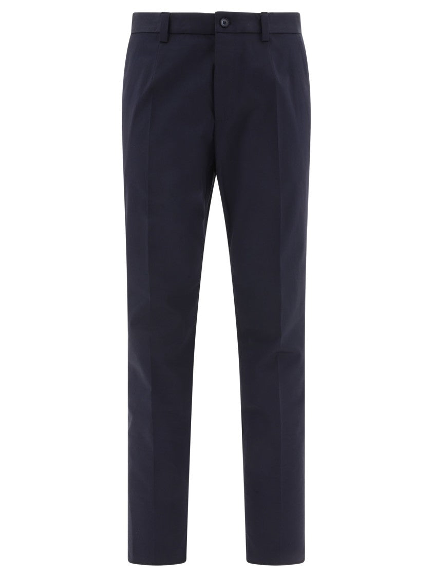 Dolce & Gabbana Button-Embellished Blue Trousers With Tailored Fit