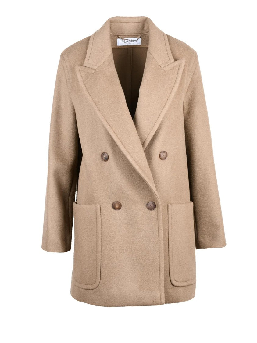 Max Mara Beige Virgin Wool-Blend Double-Breasted Deletta Coat
