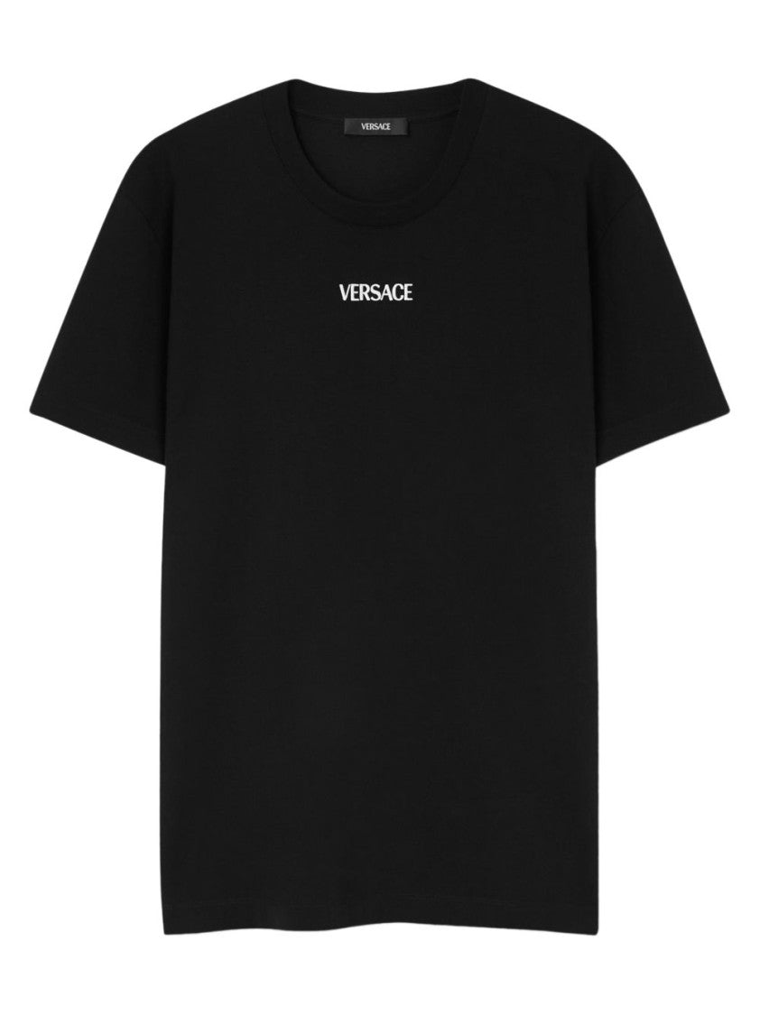 Versace Classic Black Minimalist Silk Nylon T-Shirt
