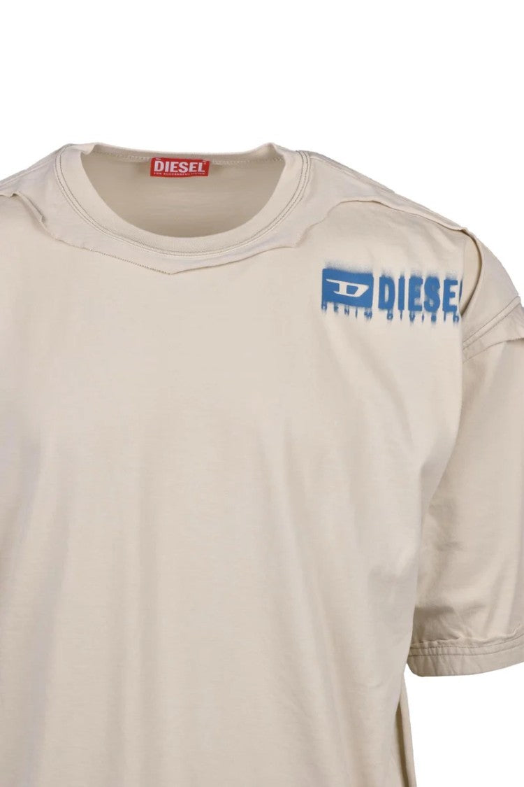 Diesel Beige Cotton Men's Cotton T-Shirt