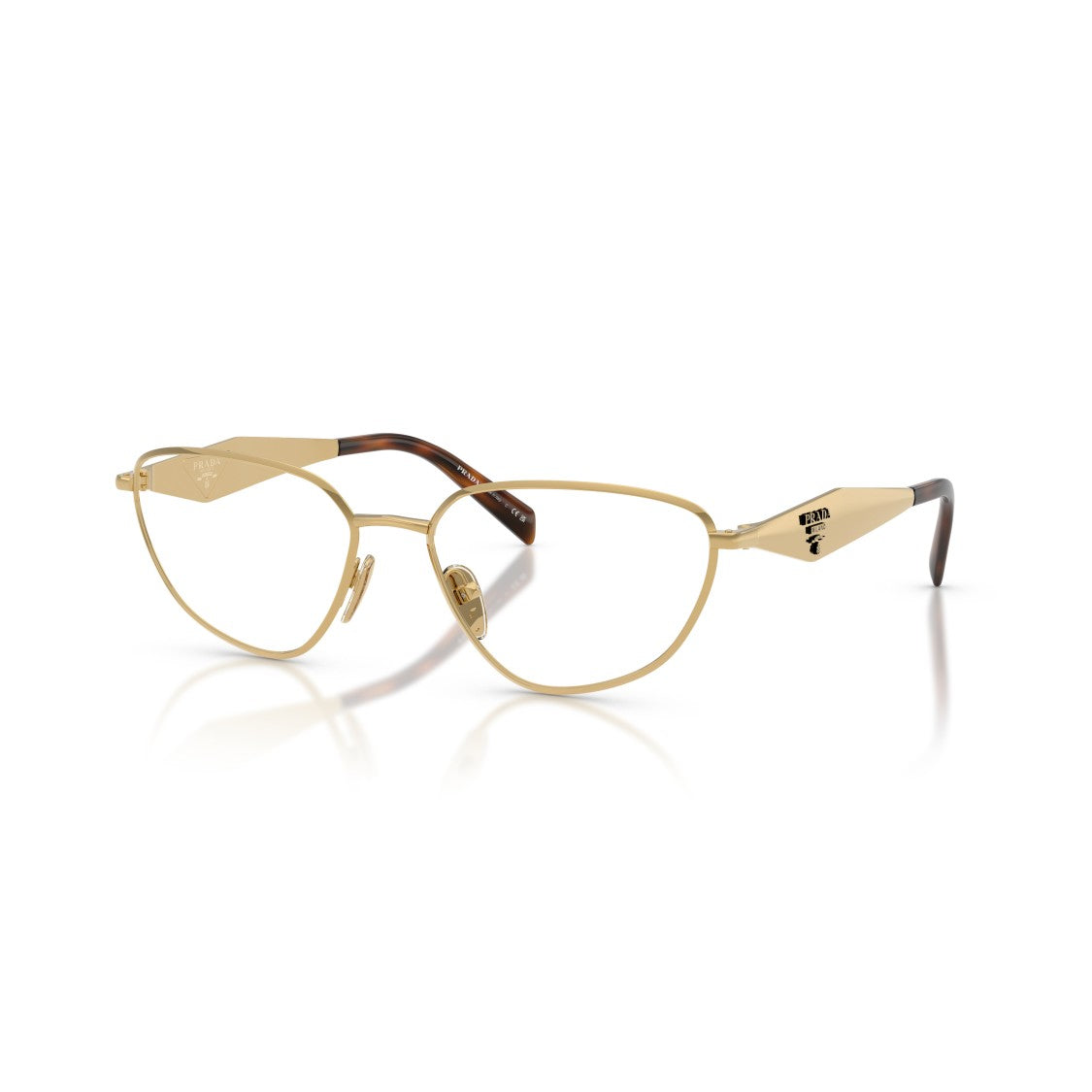 Prada Metal Frame Gold Finish Aviator-Inspired Eyeglasses