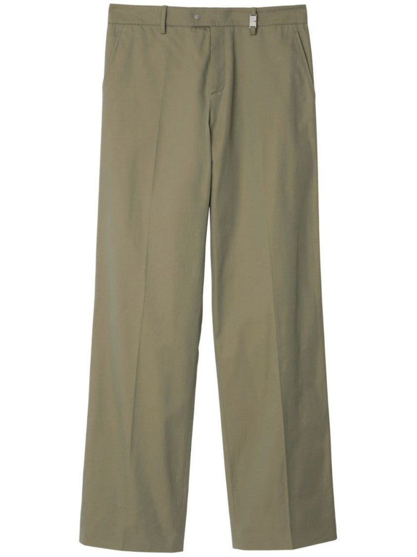 Burberry Khaki Trousers With Logo