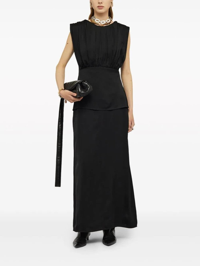 Jil Sander Black Structured Gathered Acetate Top