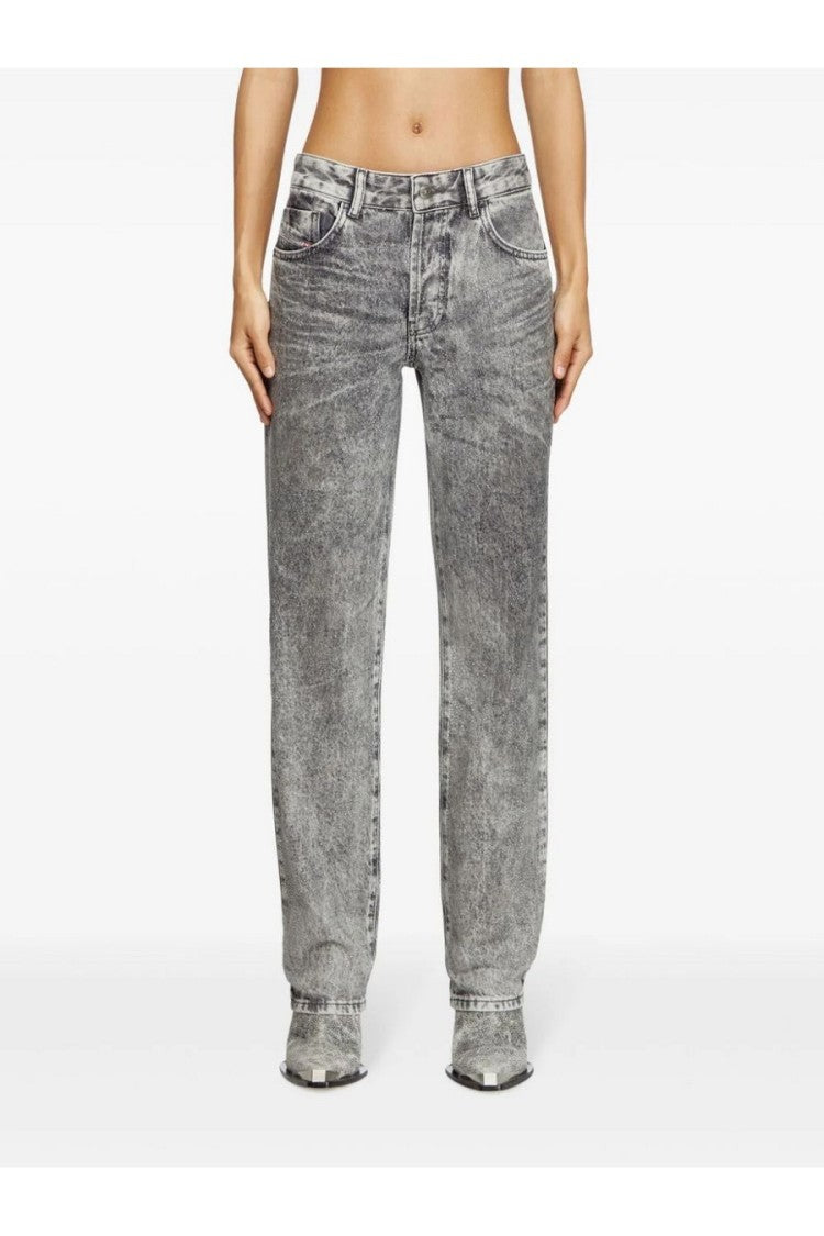Diesel Relaxed Straight-Leg Jeans In Washed Grey Cotton