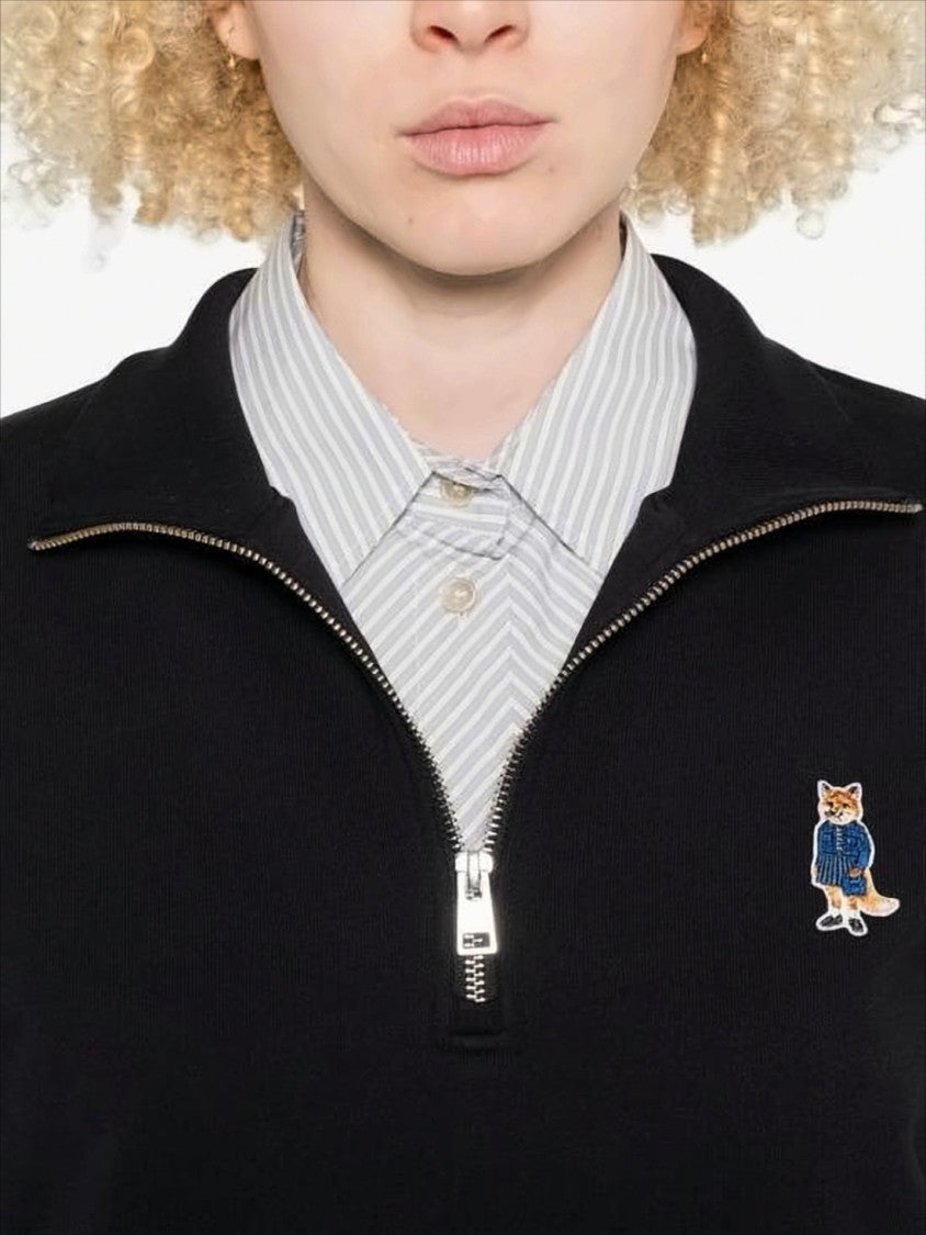 Maison Kitsuné Half-Zip Cotton Sweatshirt With High Collar