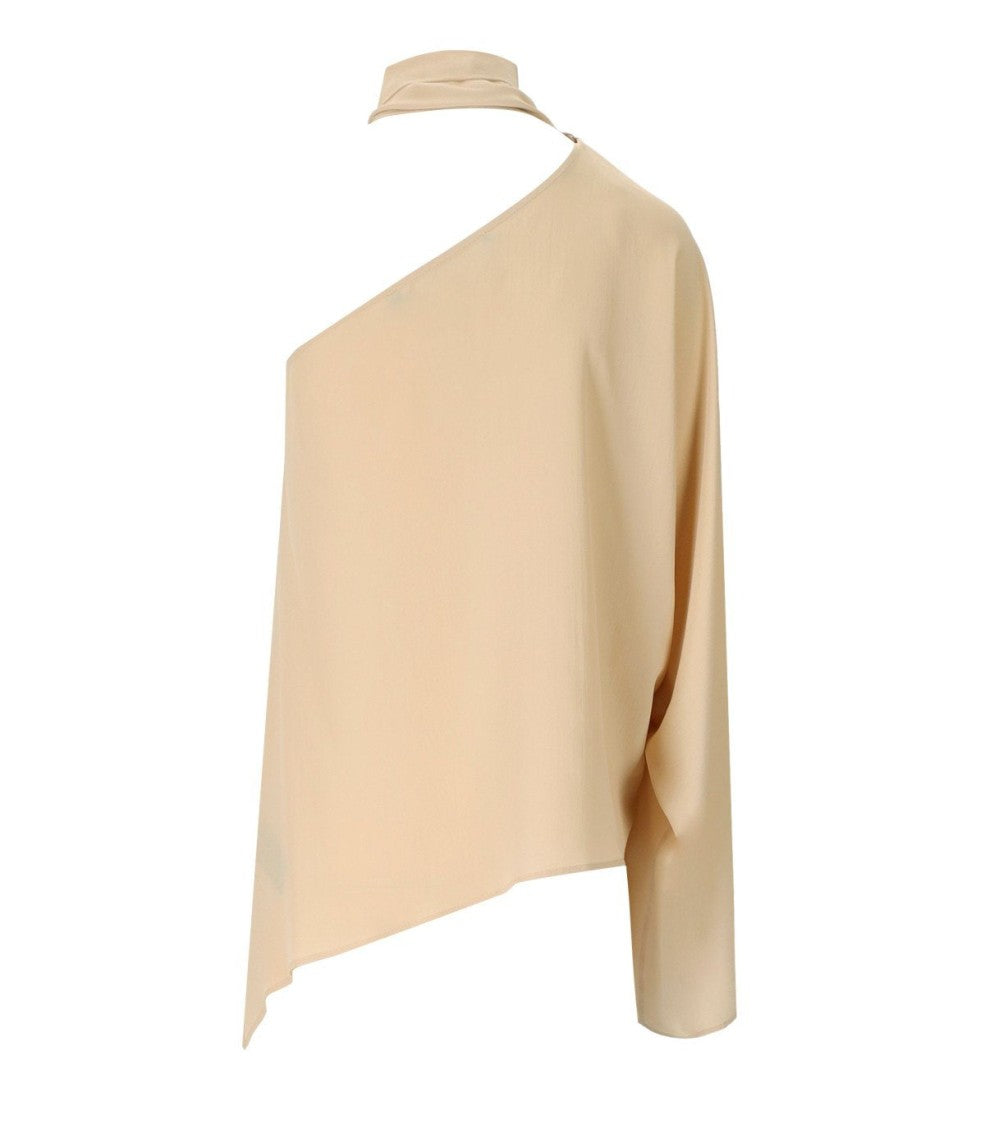 Federica Tosi Nude One-Shoulder Blouse
