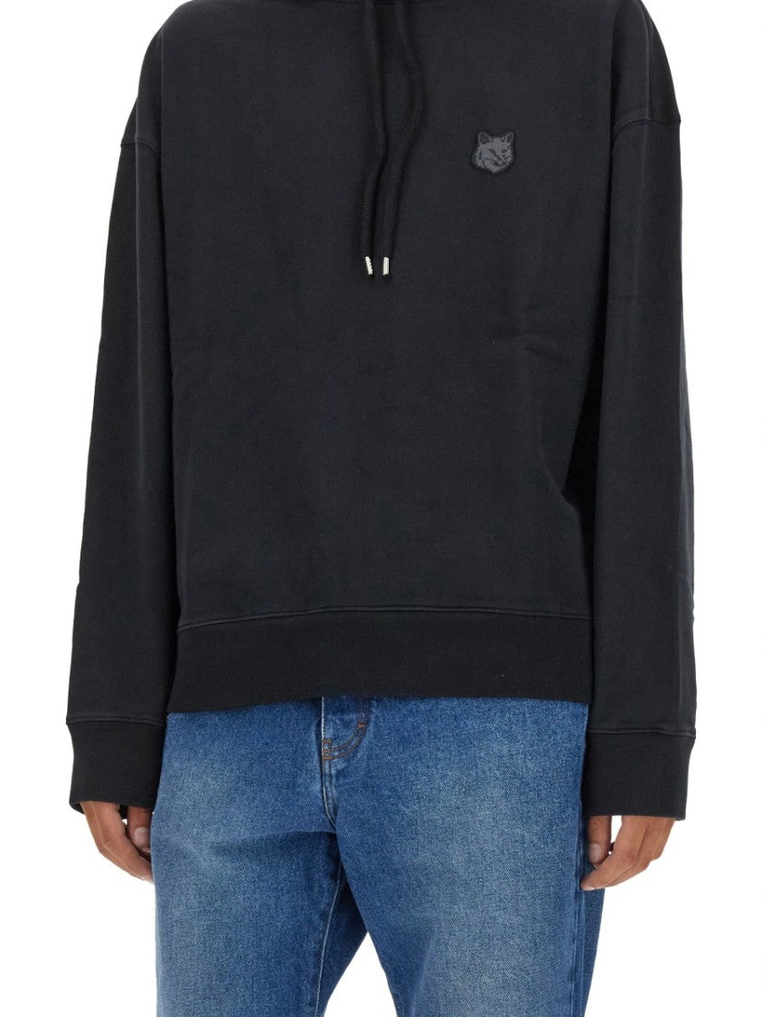 Maison Kitsuné Relaxed-Fit Black Hoodie With Kangaroo Pocket