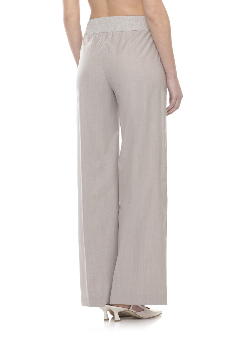 Panicale Beige Embellished Straight-Leg Pants