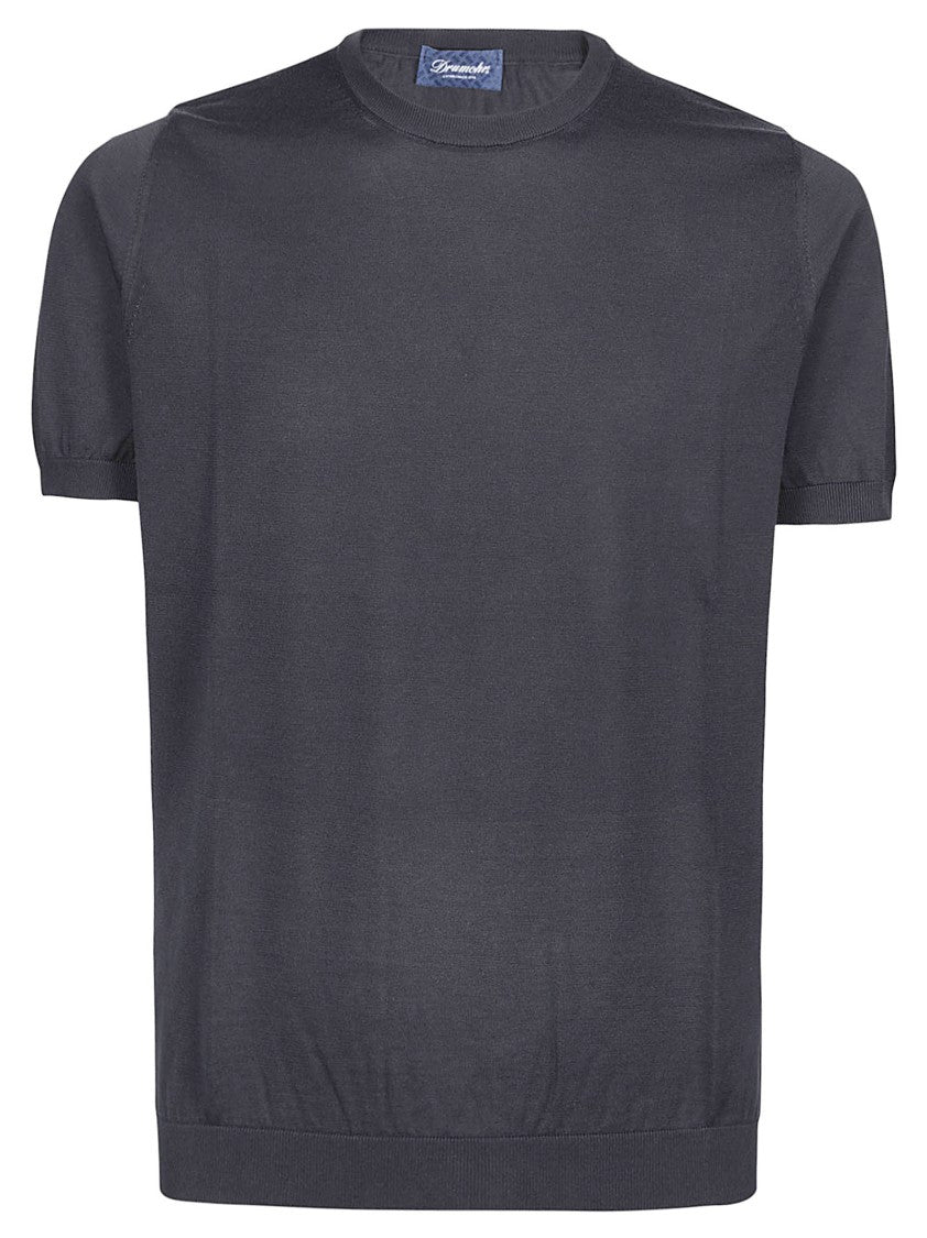 Drumohr Grey Cotton Relaxed T-Shirt