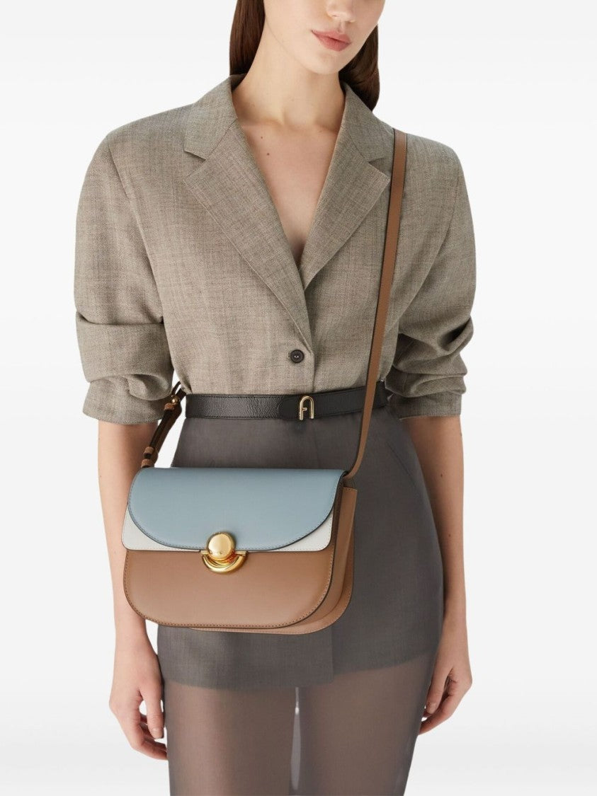 Furla Structured Shoulder Bag In Cognac Brown