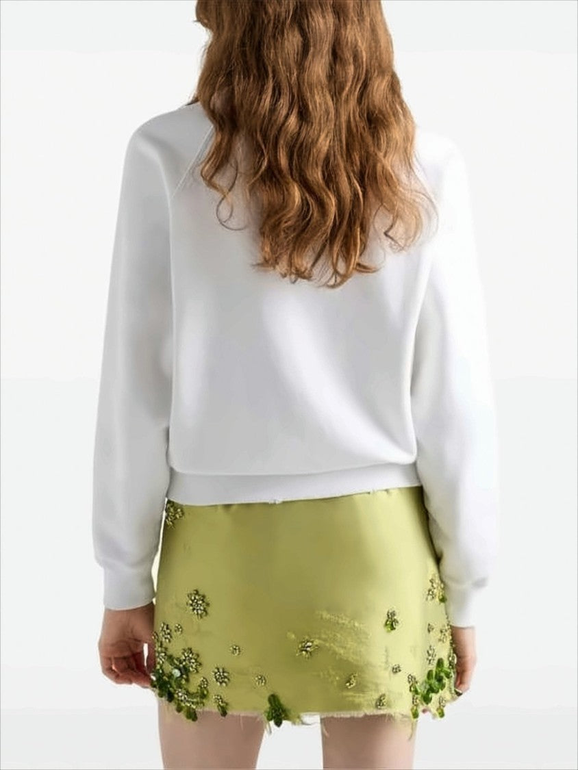 Prada Long-Sleeve White Logo Print Prada Sweatshirt