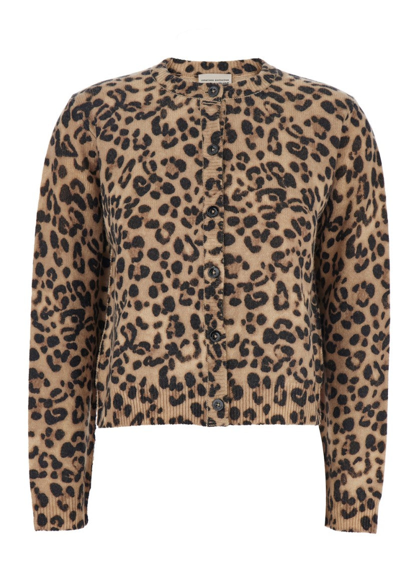 Semi Couture Leopard Print Cardigan With Round Neckline