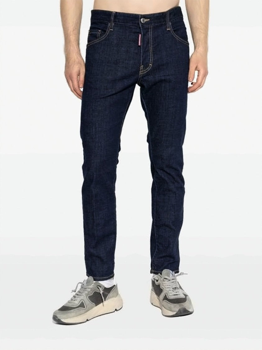 Dsquared2 Dark Indigo Straight-Leg Denim Pants With Five-Pocket Styling