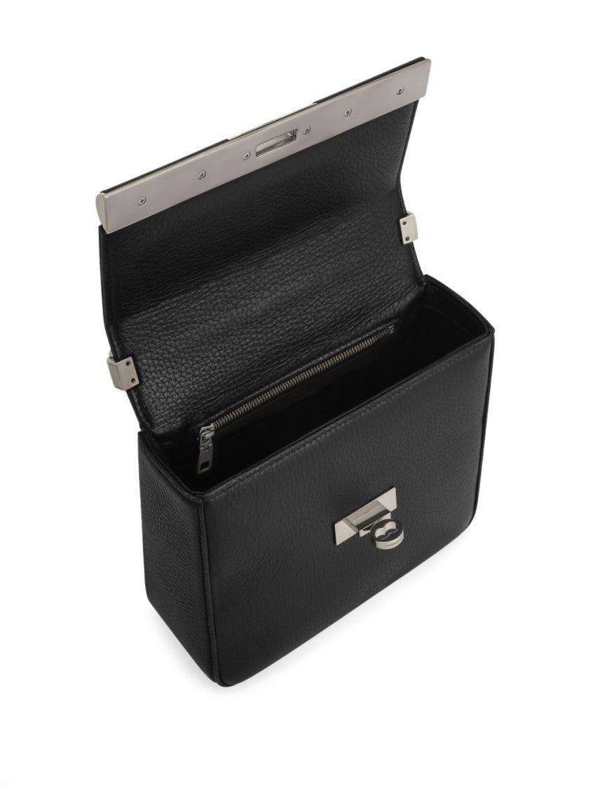 Dolce & Gabbana Structured Black Bag With Twist-Lock Fastening