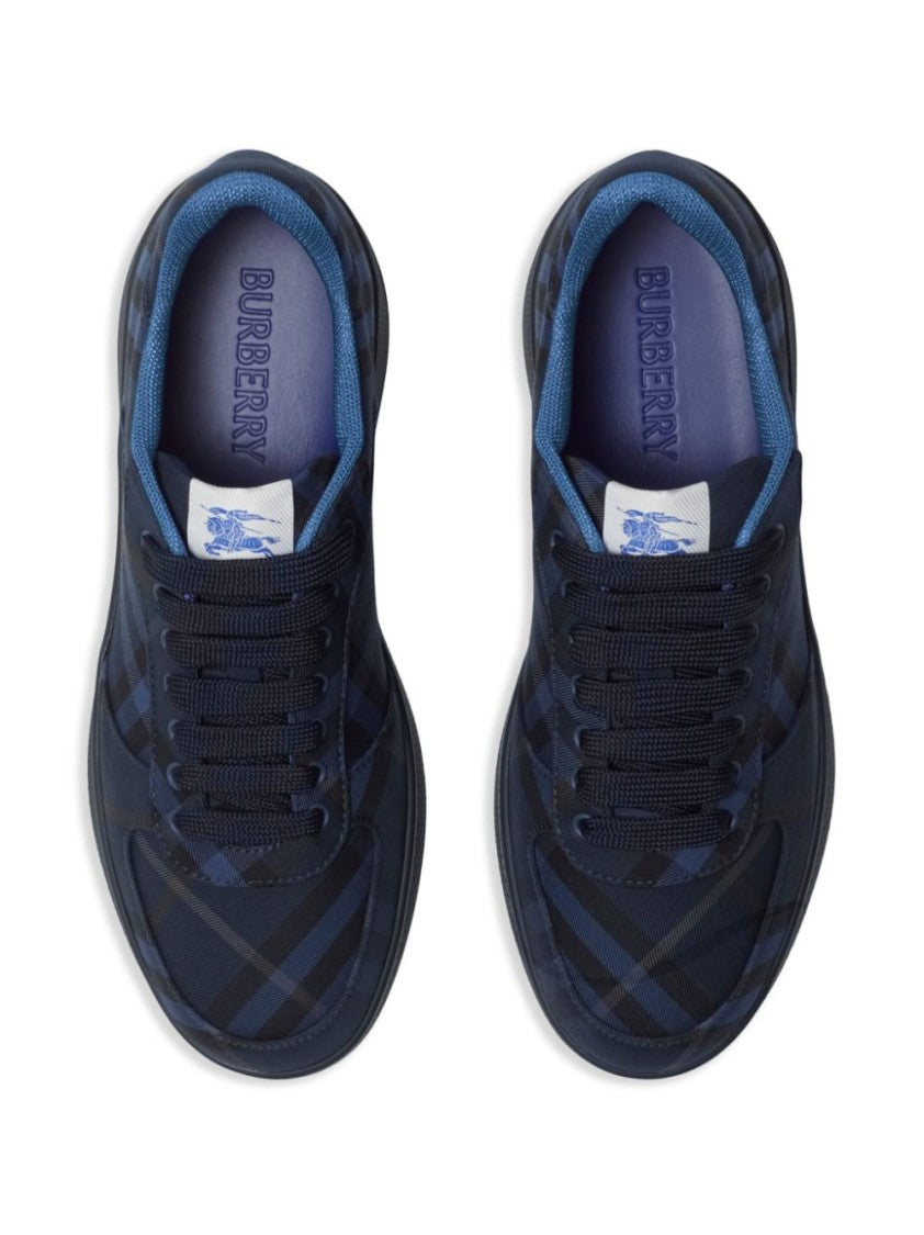 Burberry Plaid-Pattern Sneakers With Textured Rubber Sole