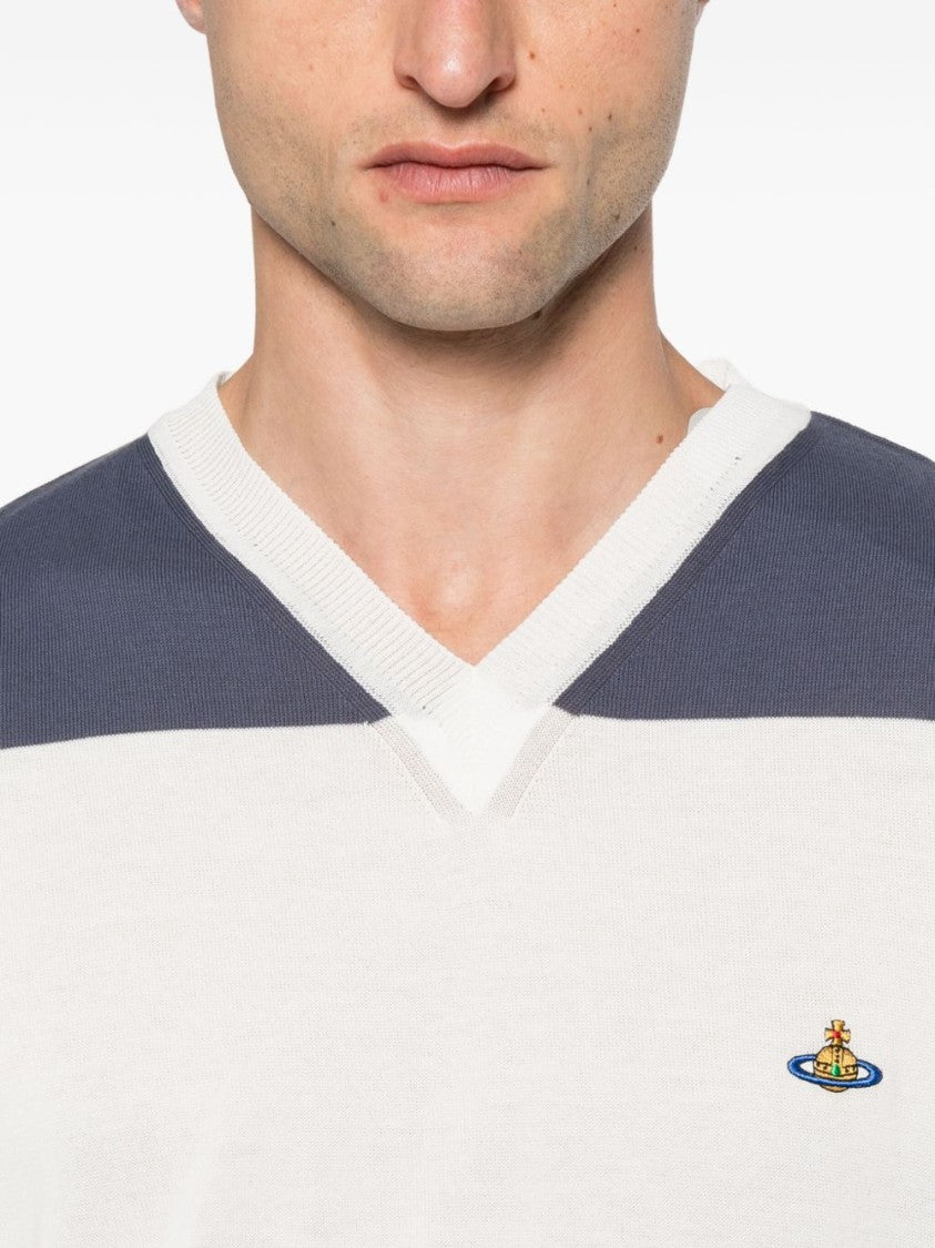 Vivienne Westwood Grey-Blue Horizontal Stripe Sleeveless Knit Top