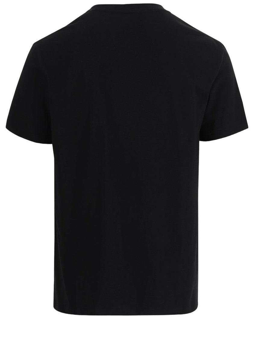 Versace Minimalist Black Cotton T-Shirt With Contrasting Logo