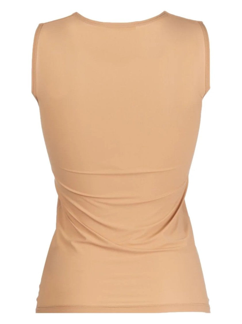 Jil Sander Beige V-Neck Tank Top With Silhouette