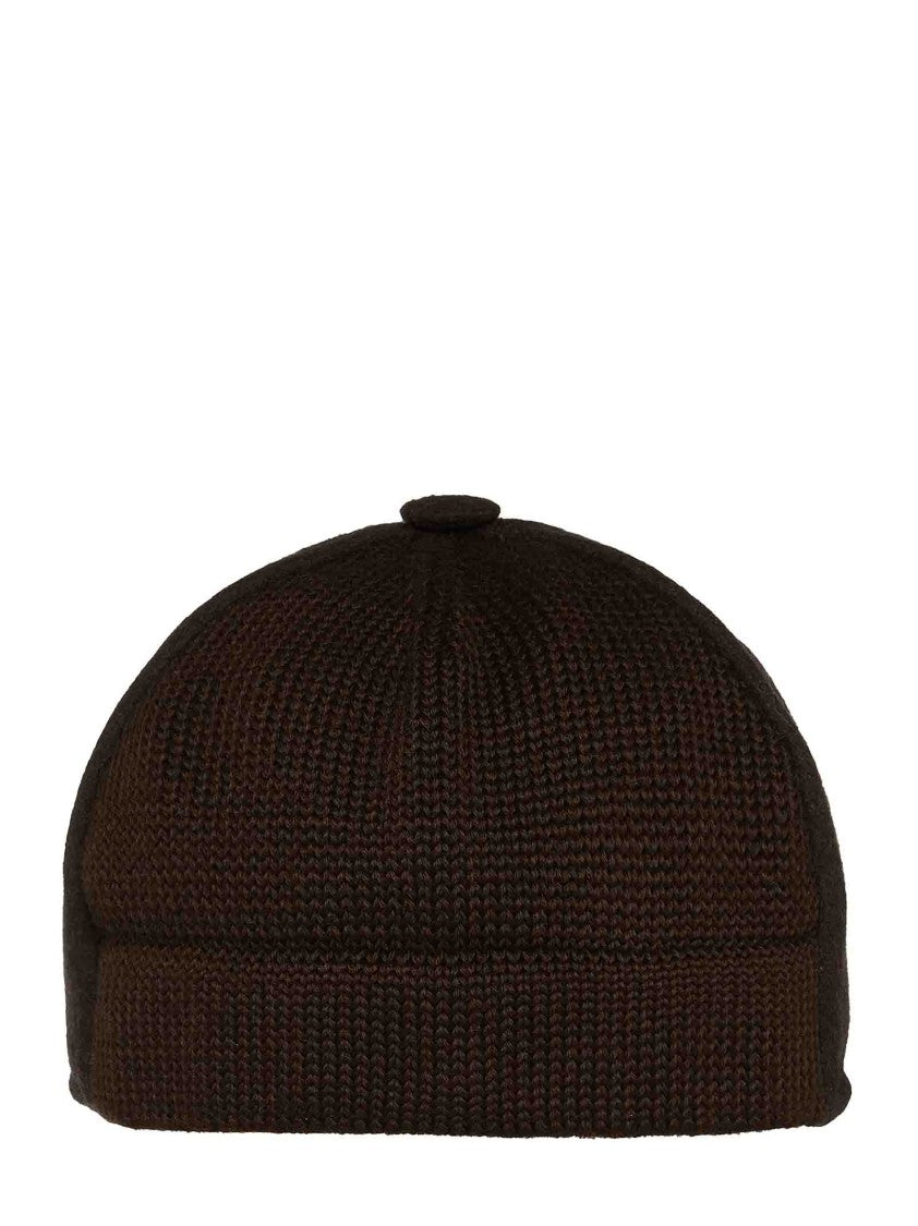 Emporio Armani Dark Brown Wool Blend Felt Baseball Cap