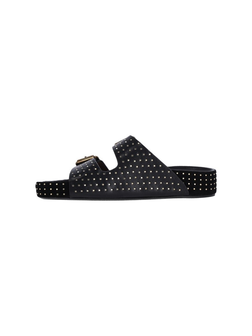 Isabel Marant Black Leather Stud Detail Sandals