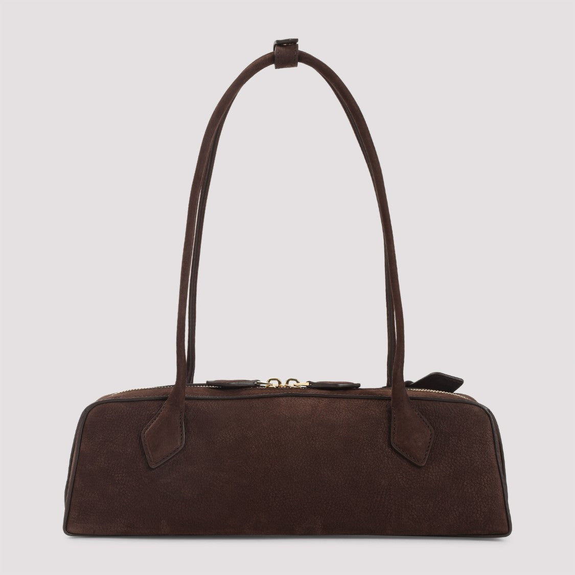 Alaïa Brown Nabuk Calf Leather Shoulder Bag With Gold Hardware