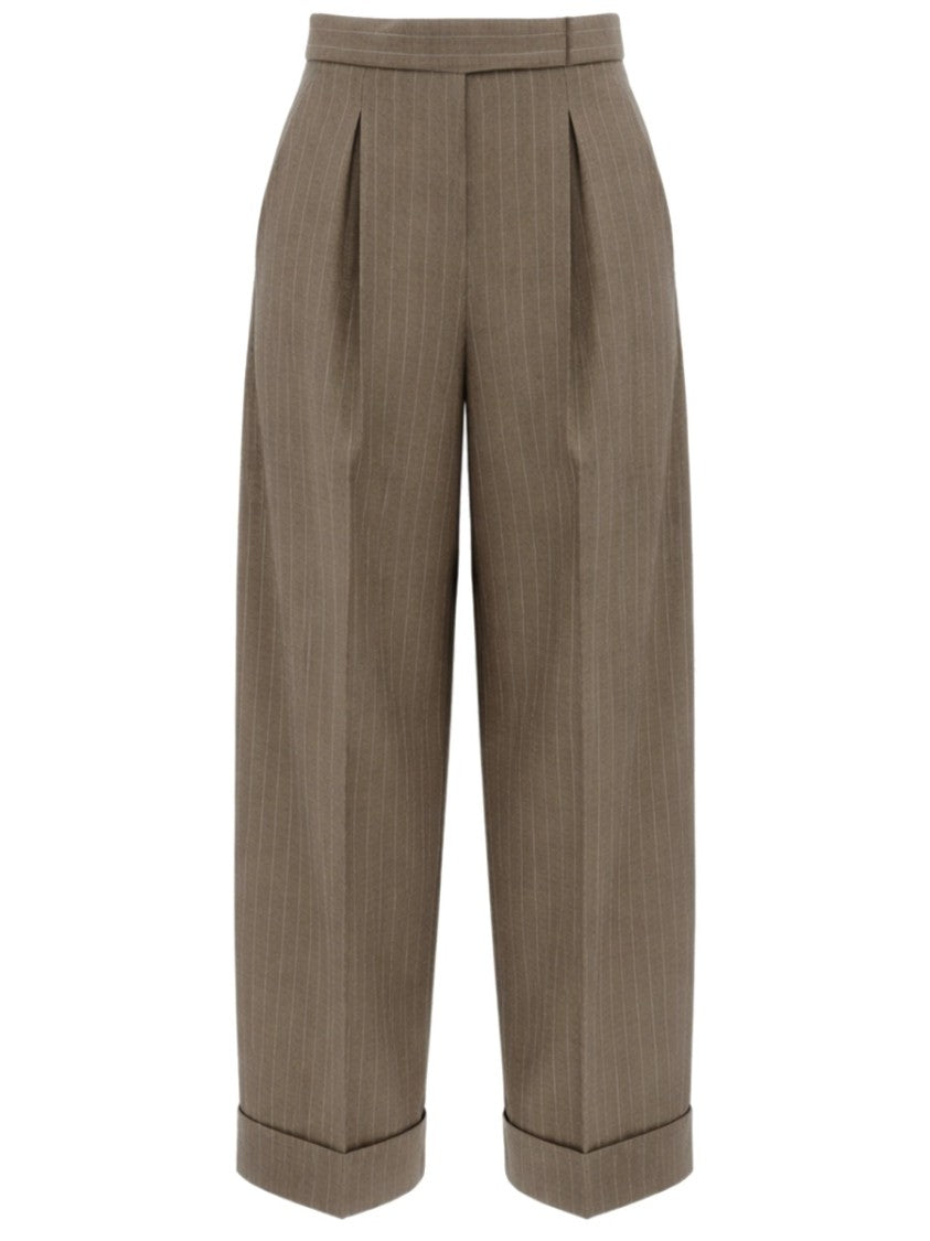 Max Mara Cropped Wide-Leg Pinstripe Pants With Tailored Pleats