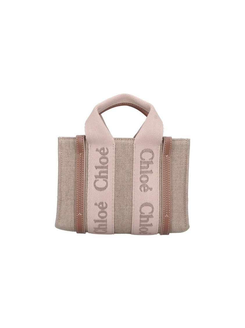 Chloé Textured Fabric Tote Bag With Leather Accents