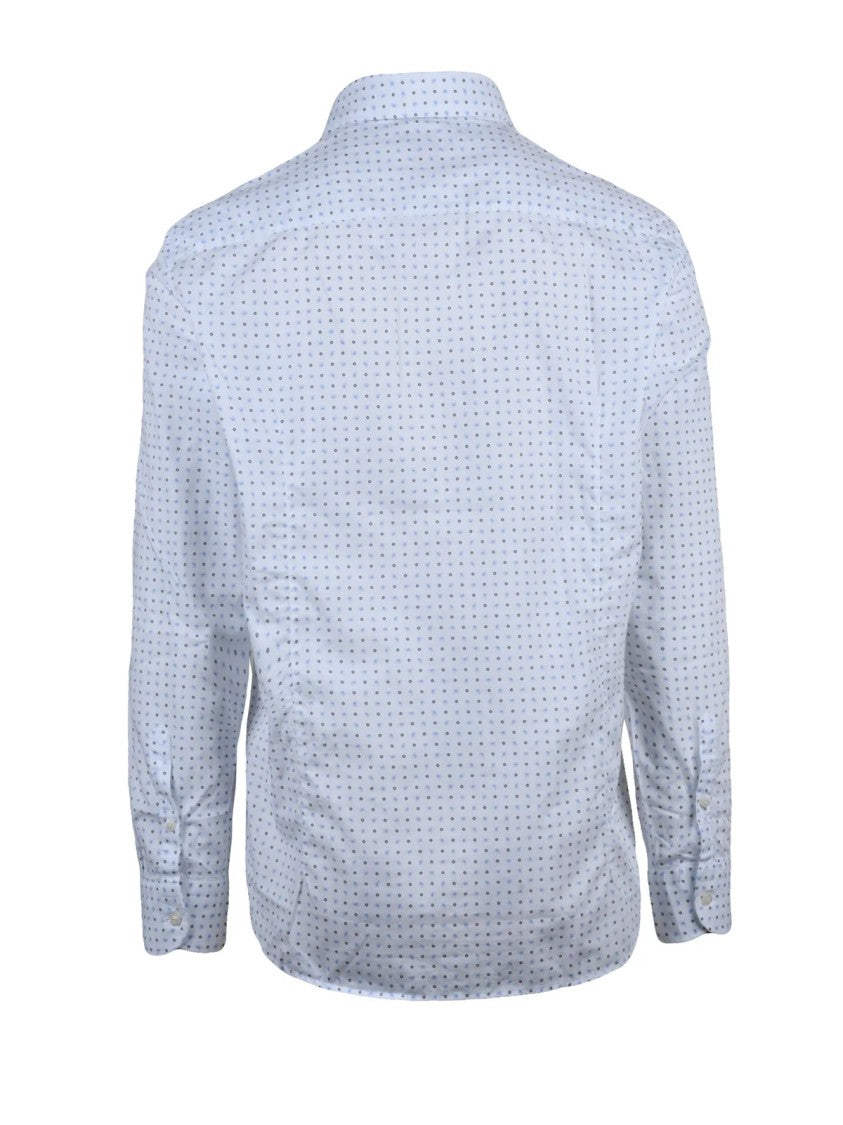 Mariano Napoli White/Sky Blue Striped Cotton Shirt