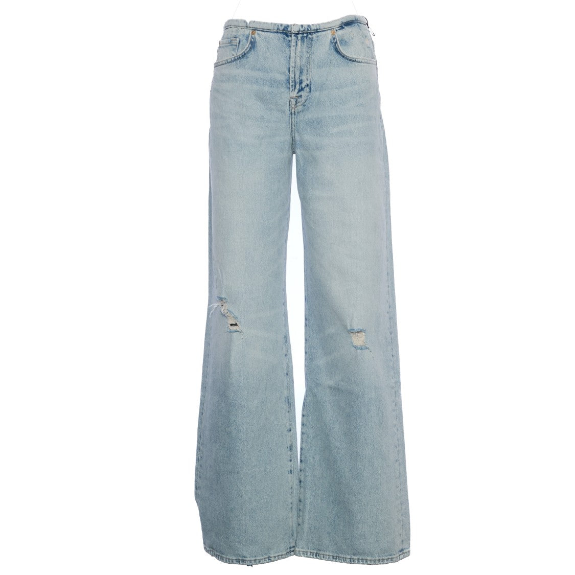 7 For All Mankind Wide-Leg Distressed Jeans With Zip Closure