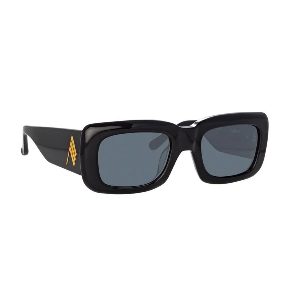 The Attico Marfa C1 Glossy Black Rectangular Sunglasses