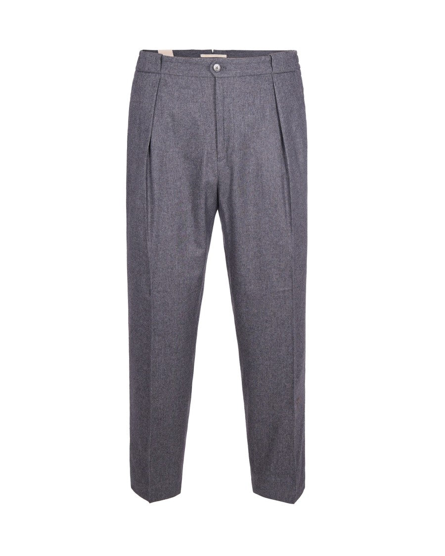 Briglia Straight-Fit Flannel Trousers With Pressed Creases And Welt Pockets