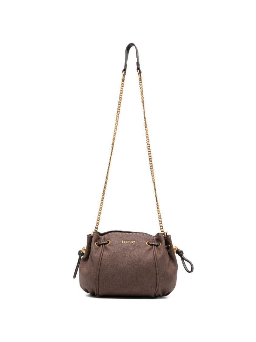 Liu Jo Brown Gold-Tone Drawstring Bucket Bag