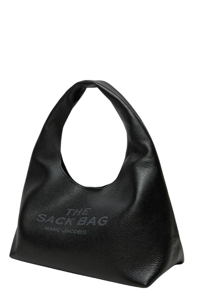 Marc Jacobs Black The Sack Embossed Logo Leather Shoulder Bag