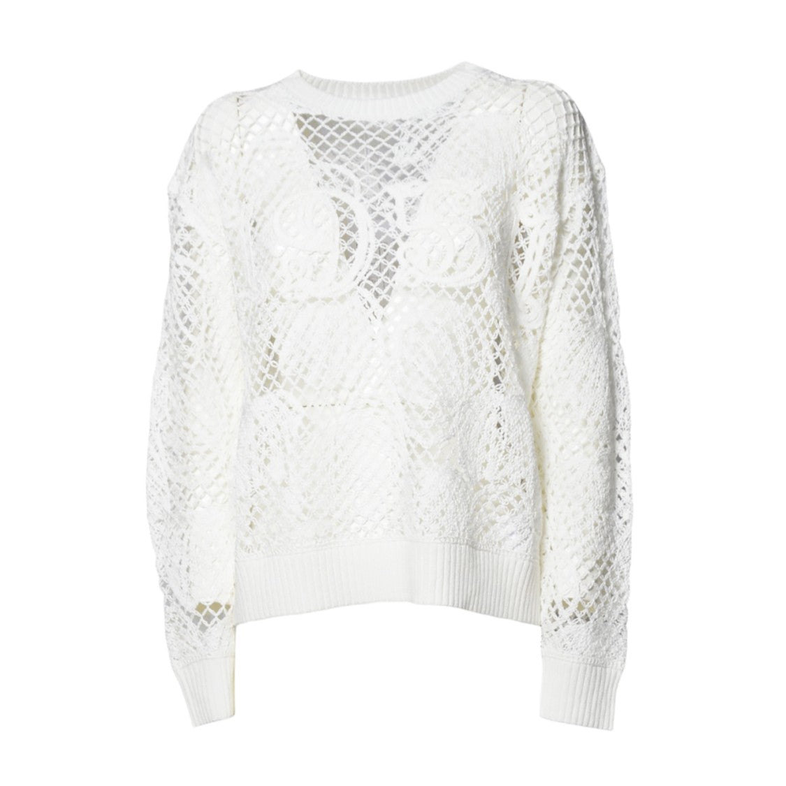 Max Mara Farea Embroidered Cotton Sweater White