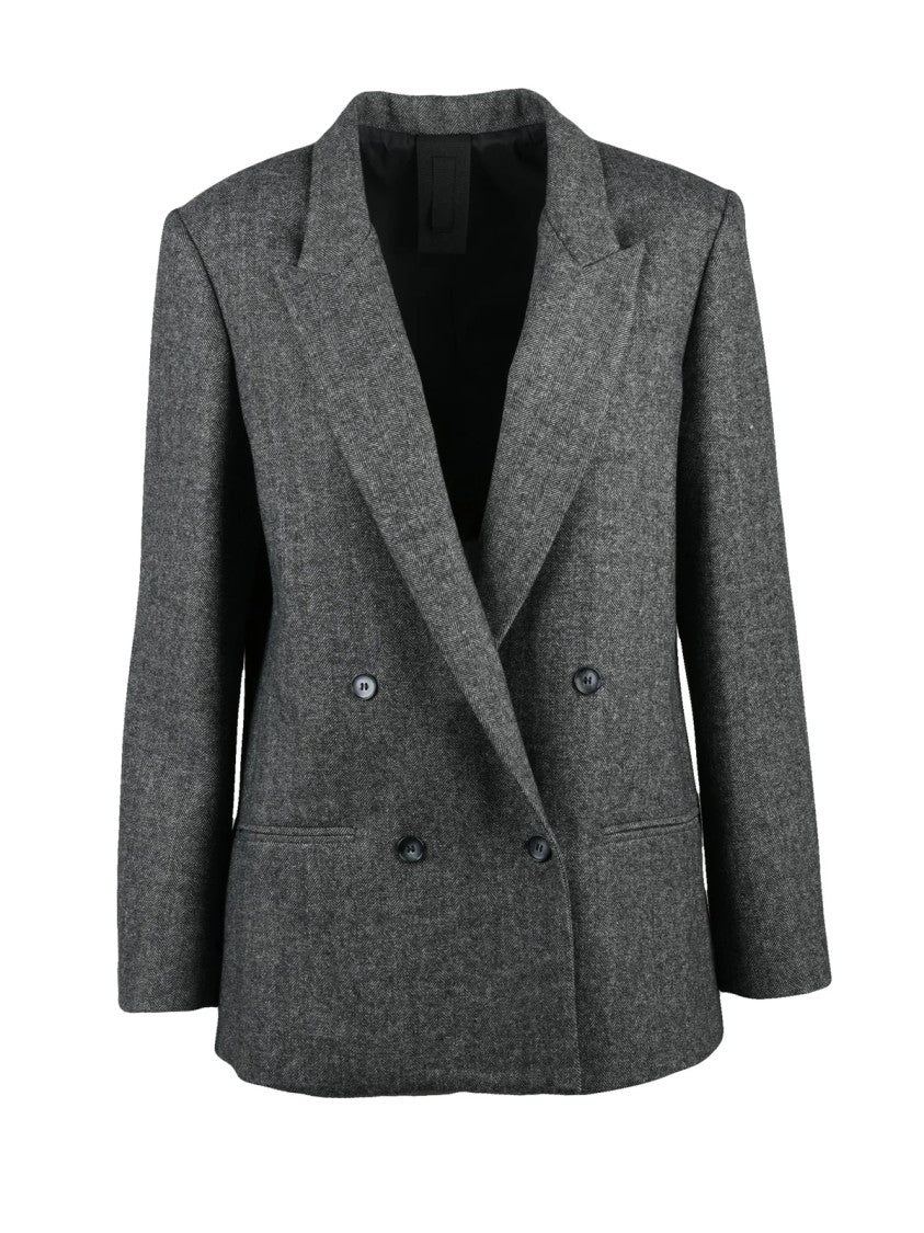 Black 961 Double-Breasted Textured Jacket With Tailored Fit