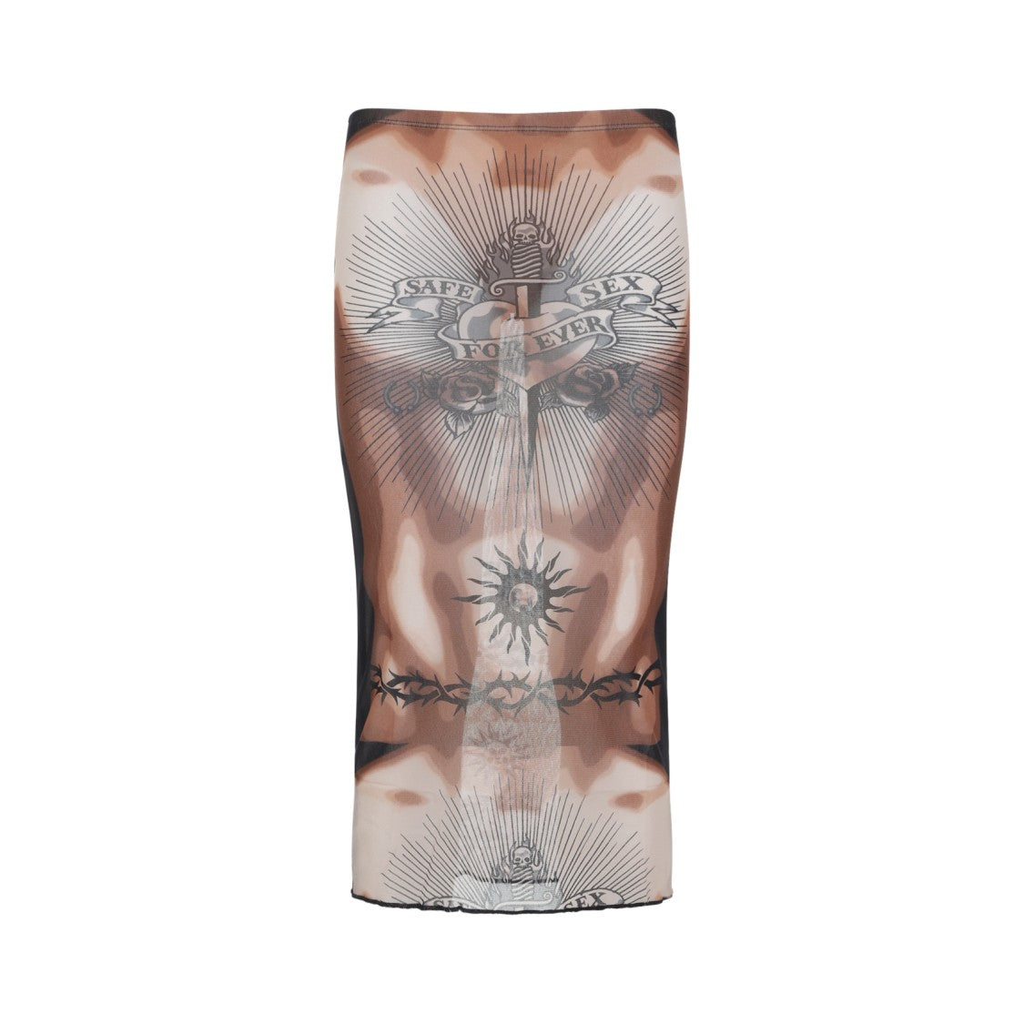 Jean Paul Gaultier Tattoo-Inspired Midi Skirt With Unique Print