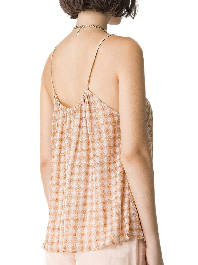 Forte Forte Geometric Gathered Neckline Top With Lurex Thread