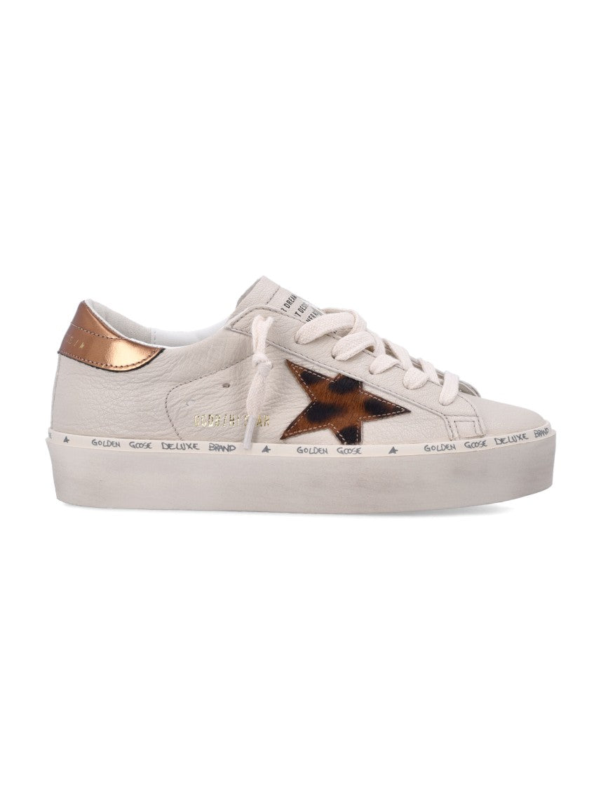 Golden Goose Platform Sneakers With Pony Hair Star And Copper Accents