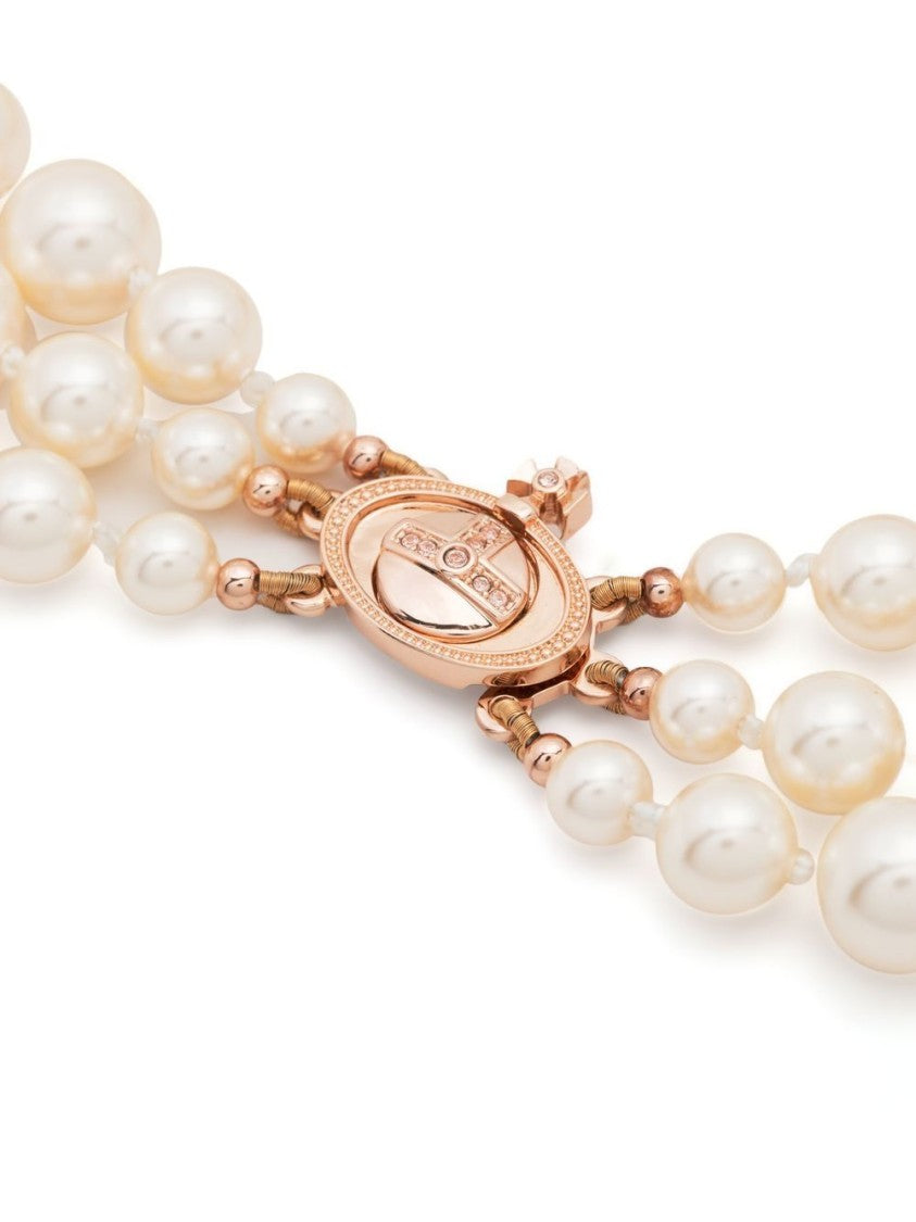 Vivienne Westwood Gold-Tone Rose Pink Layered Orb Necklace