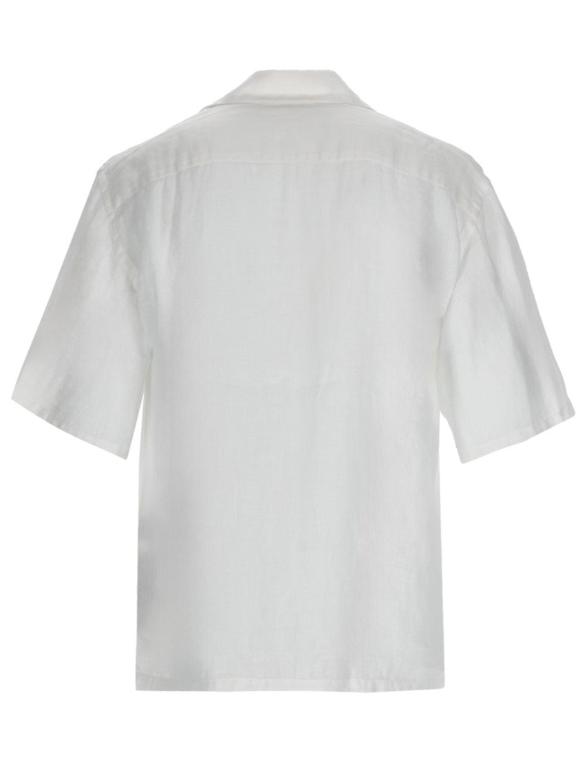 120% Lino Relaxed Linen Open Collar Casual Shirt