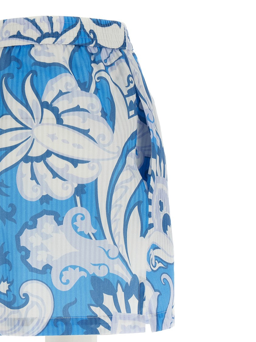 Etro Floral Print Cotton-Silk Blend Shorts