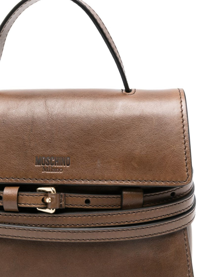 Moschino Trapezoidal Structured Handbag With Adjustable Strap