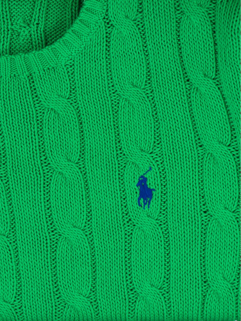 Polo Ralph Lauren Green Cable Knit Crewneck Sweater