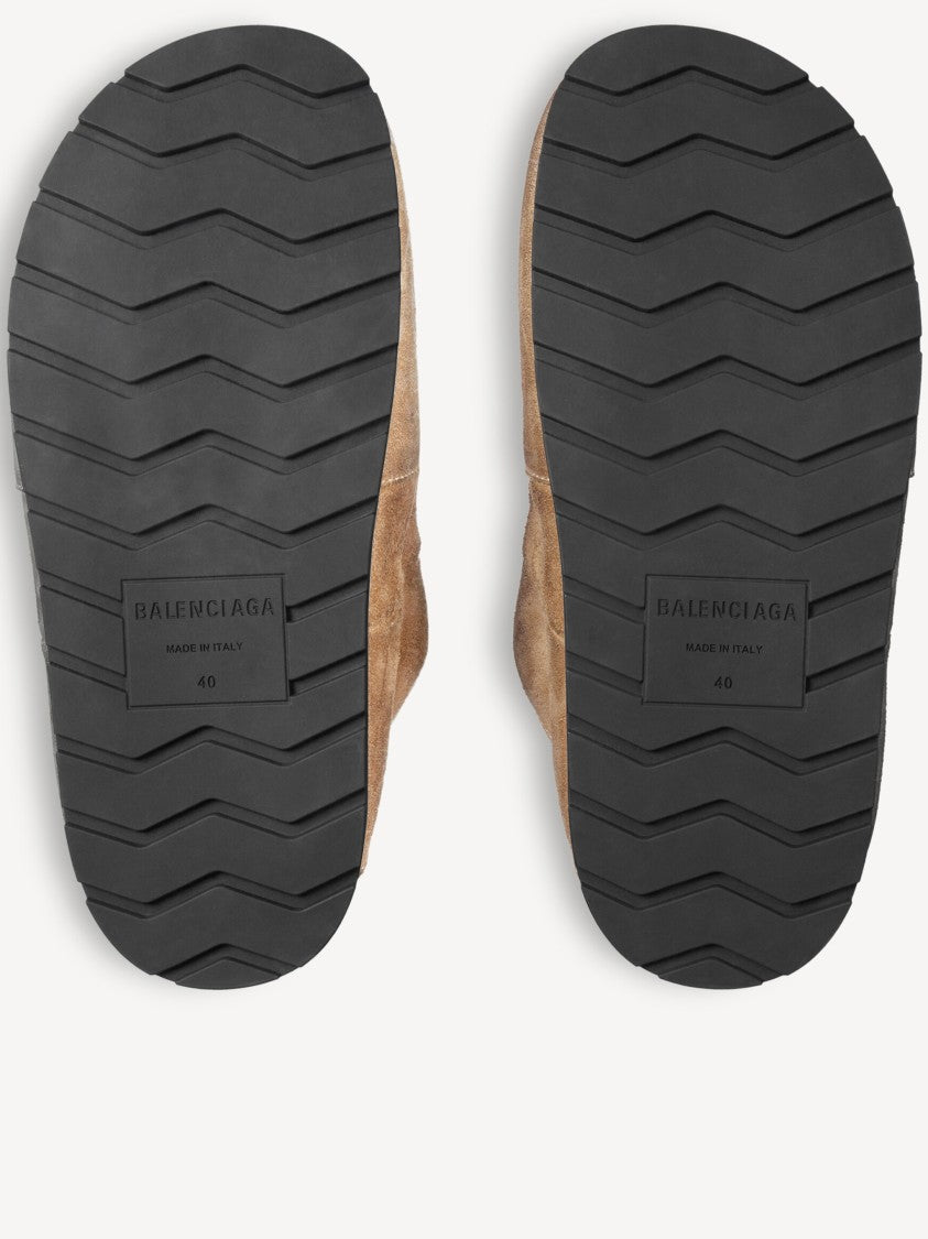 Balenciaga Tan Dumbo Mule Suede Cork Mules