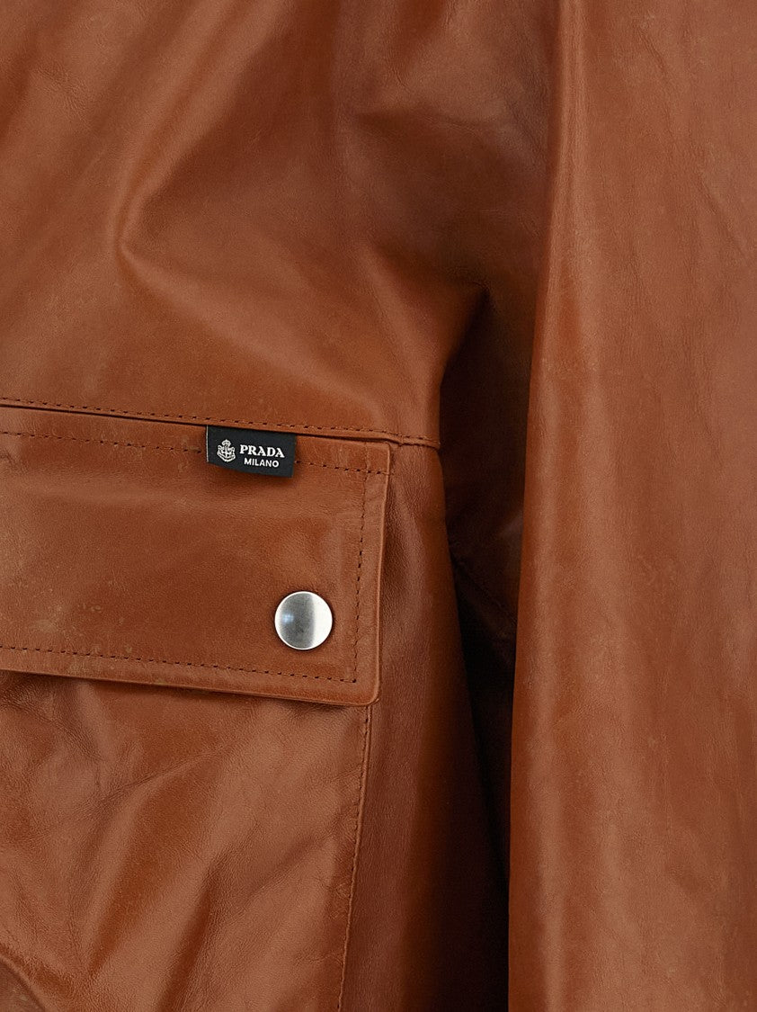 Prada Antiqued Leather Caban