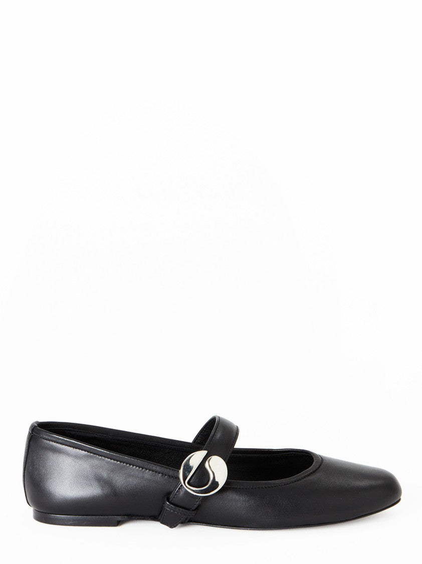 Coperni Leather Ballerina Flats With Metal C-Logo Buckle