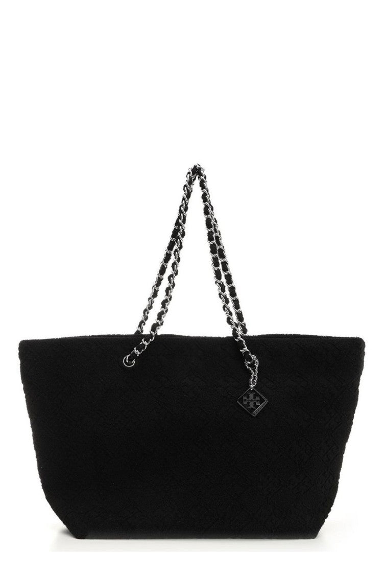 Tory Burch Black Sponge Shopping Bag With Logo